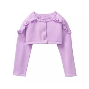 janie and jack Kids Lilac Purple Cropped‎ Ruffle Cardigan Sweater Size 6T